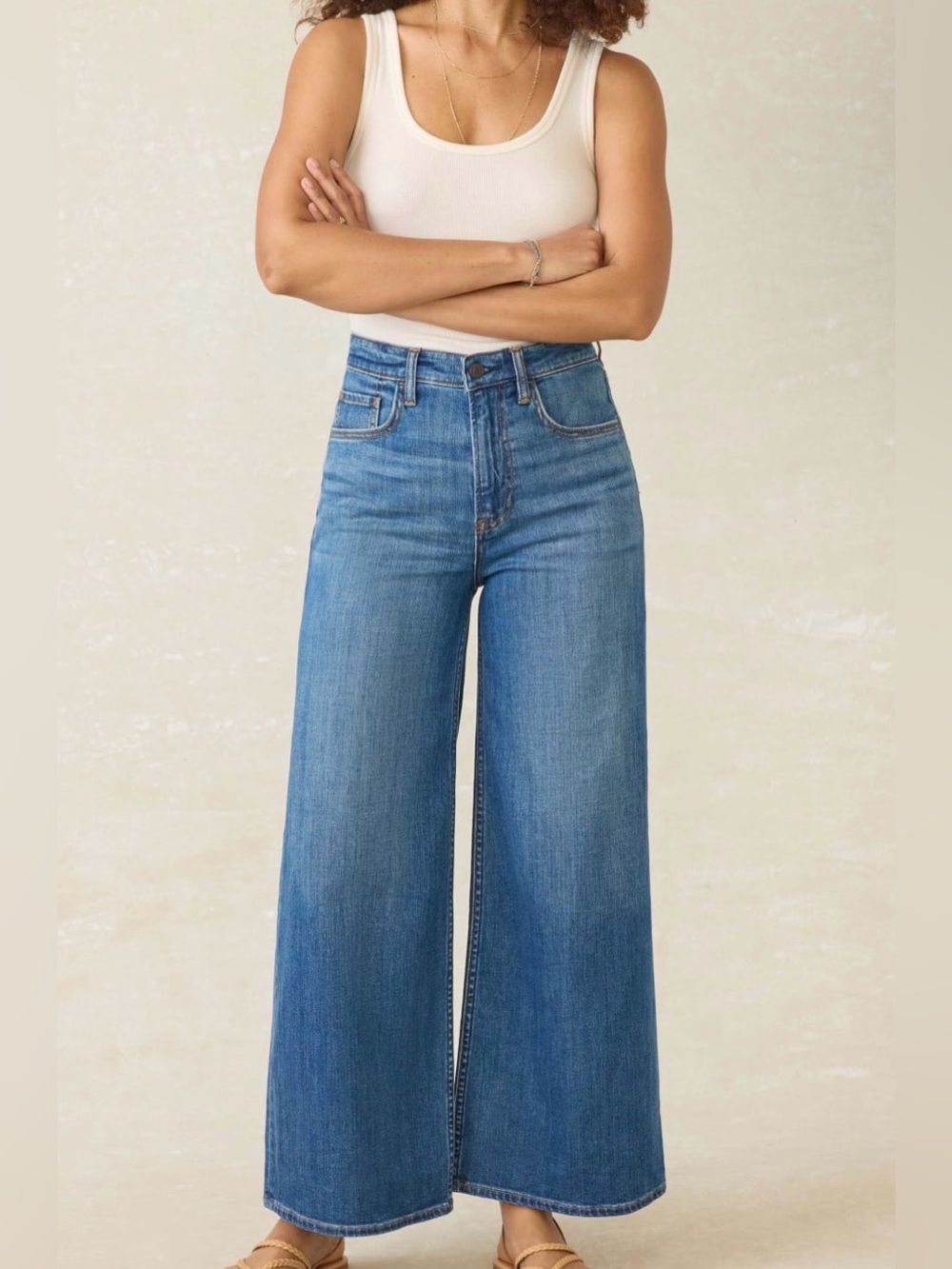 NWT Faherty Saturday Denim Wide Leg Ankle size 31